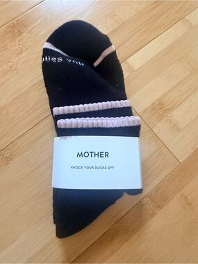 MOTHER Black Socks with Pale Pink Stripe Accents - Mother F*cker